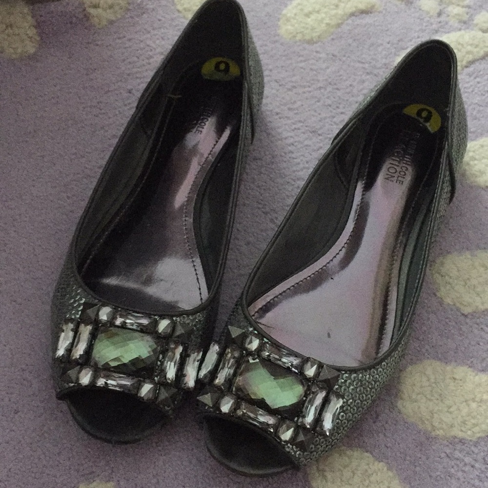 Sparkly silver flats